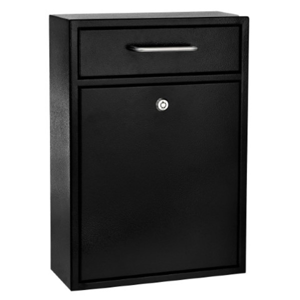 Adiroffice Large Wall Mountable Mailbox with Key Lock ADI631-04-BLK